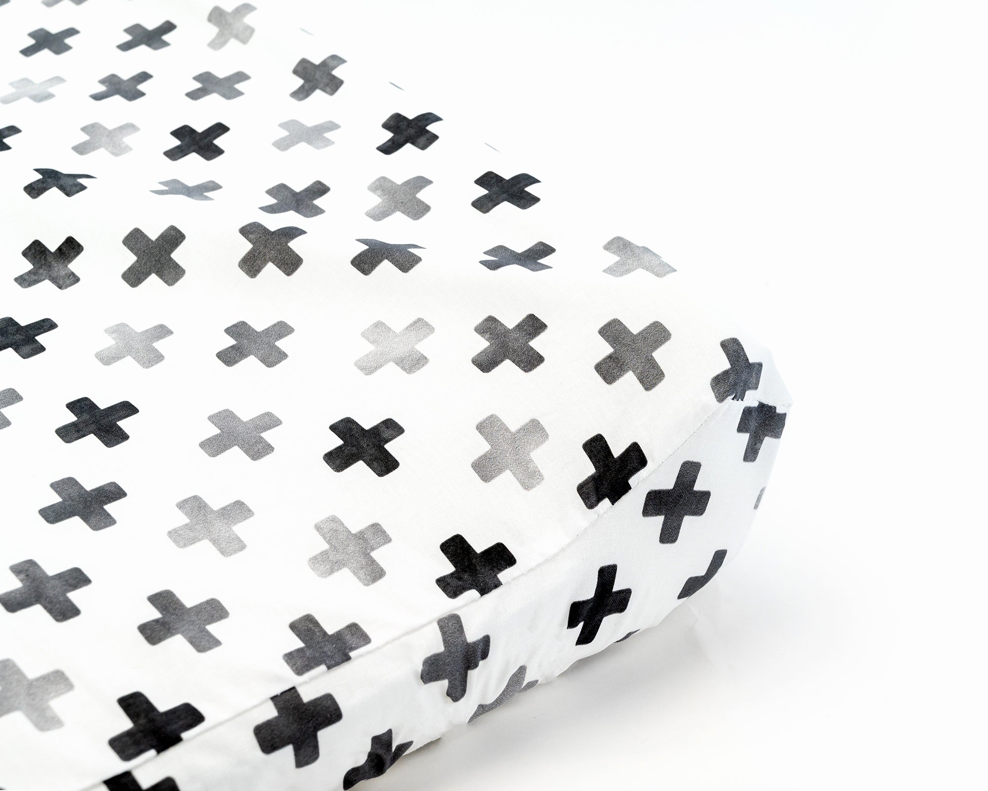 Hugo's Hazy Cross - Swiss Cross Gray on White Changing Pad Cover